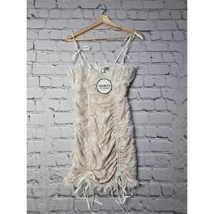 Shareen Collections Bridal Lace‎ Overlay Ruched Detail Dress New Size AU 10